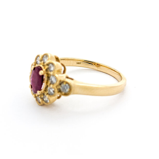 Ring 0.41ctw Round Diamonds 0.50ct Ruby 14ky sz6.25 124030183