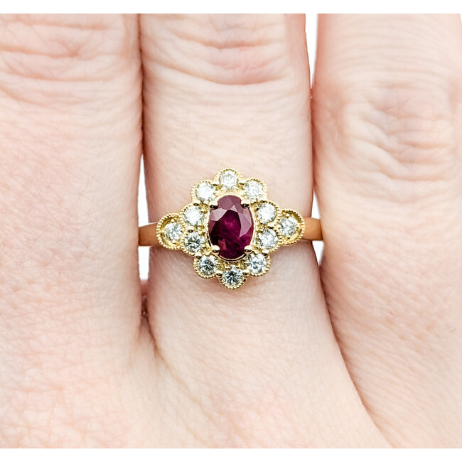 Ring 0.41ctw Round Diamonds 0.50ct Ruby 14ky sz6.25 124030183