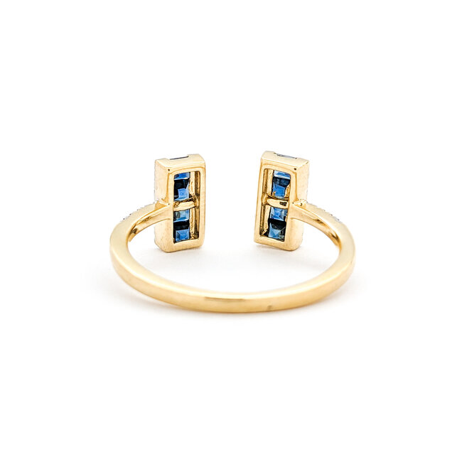 Ring 0.16ctw Round Diamonds 0.48ctw Sapphire 14kw sz7 124030223