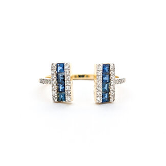 Ring 0.16ctw Round Diamonds 0.48ctw Sapphire 14kw sz7 124030223