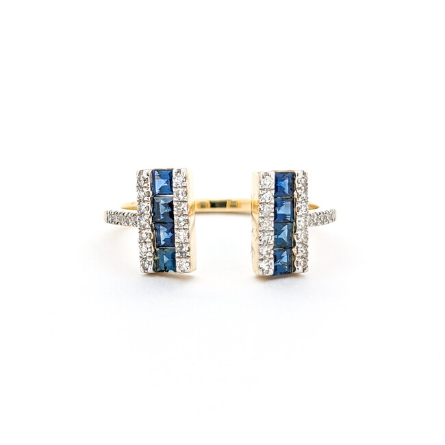 Ring 0.16ctw Round Diamonds 0.48ctw Sapphire 14kw sz7 124030223