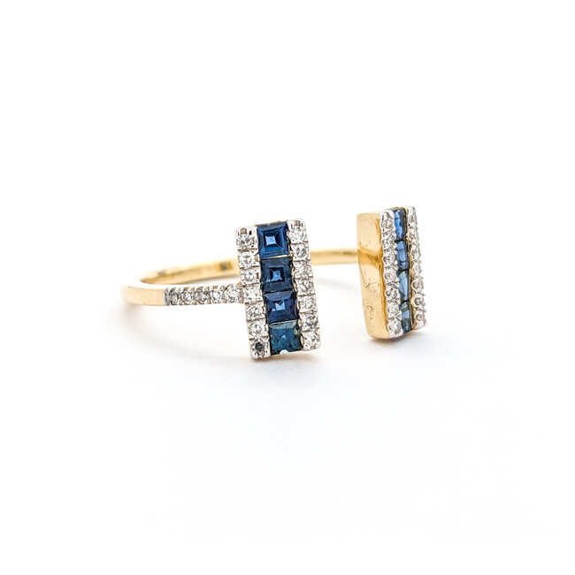 Ring 0.16ctw Round Diamonds 0.48ctw Sapphire 14kw sz7 124030223