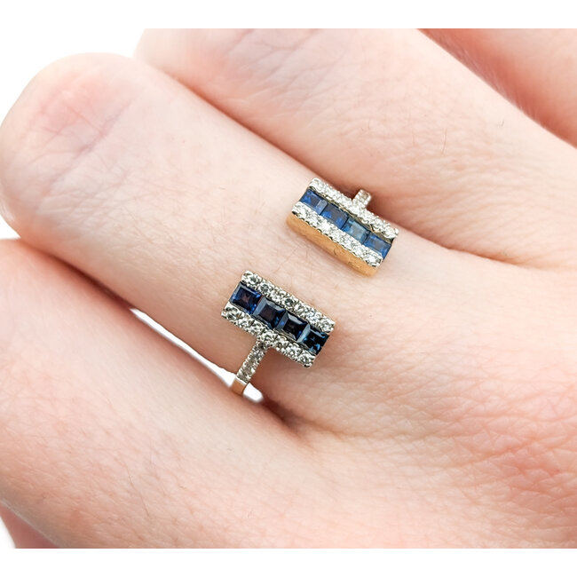 Ring 0.16ctw Round Diamonds 0.48ctw Sapphire 14kw sz7 124030223