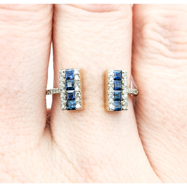 Ring 0.16ctw Round Diamonds 0.48ctw Sapphire 14kw sz7 124030223