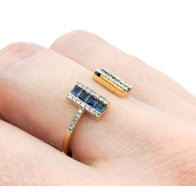 Ring 0.16ctw Round Diamonds 0.48ctw Sapphire 14kw sz7 124030223