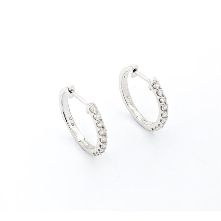 Earrings Hoops .48ctw Round Diamonds 18x2mm 14kw 224034005