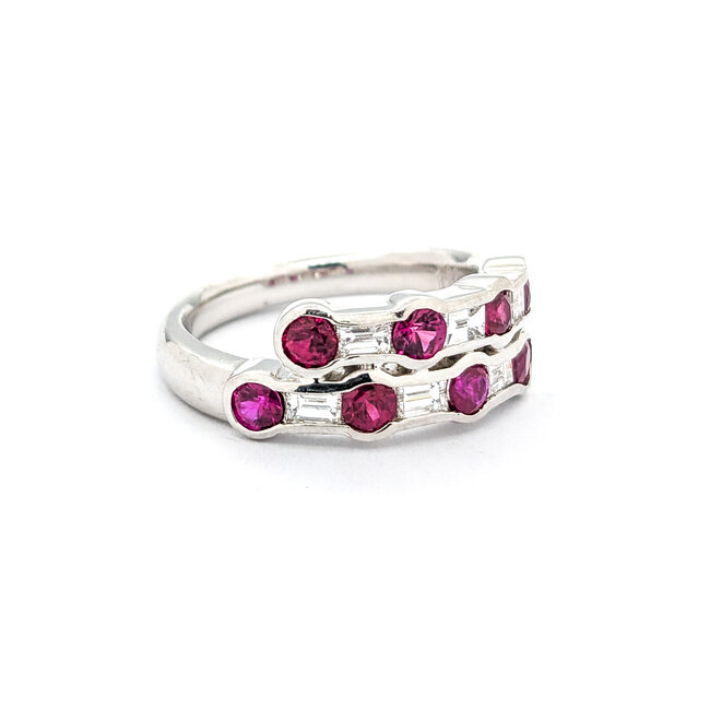 Ring 0.52ctw Baguette Diamonds 1.00ctw Ruby 900pt sz6 124030186