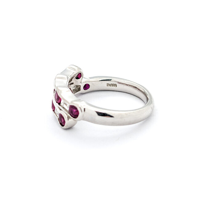 Ring 0.52ctw Baguette Diamonds 1.00ctw Ruby 900pt sz6 124030186