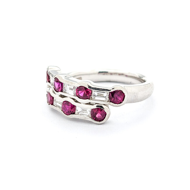 Ring 0.52ctw Baguette Diamonds 1.00ctw Ruby 900pt sz6 124030186