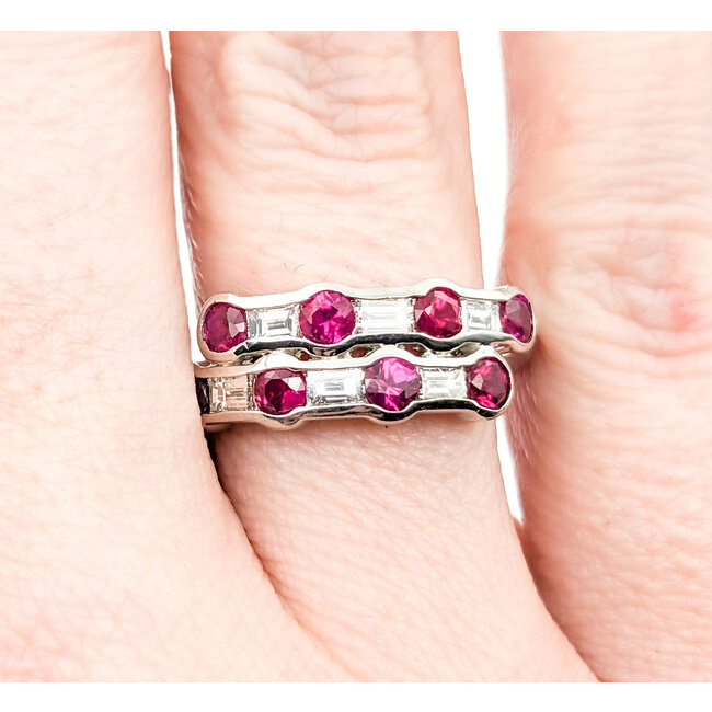 Ring 0.52ctw Baguette Diamonds 1.00ctw Ruby 900pt sz6 124030186