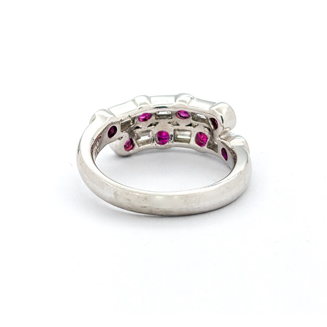 Ring 0.52ctw Baguette Diamonds 1.00ctw Ruby 900pt sz6 124030186