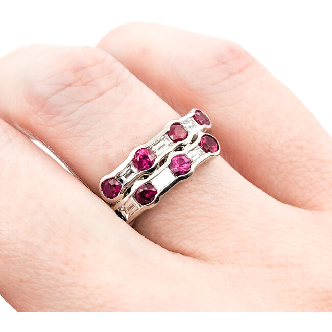 Ring 0.52ctw Baguette Diamonds 1.00ctw Ruby 900pt sz6 124030186