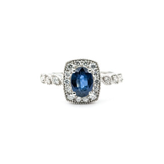 Ring 0.36ctw Round Diamonds 1.56ct Sapphire 14kw sz7 124030214