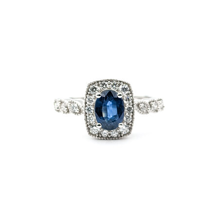 Ring 0.36ctw Round Diamonds 1.56ct Sapphire 14kw sz7 124030214