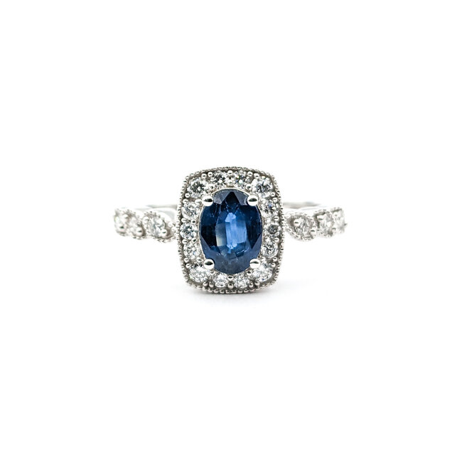 Ring 0.36ctw Round Diamonds 1.56ct Sapphire 14kw sz7 124030214