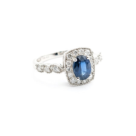 Ring 0.36ctw Round Diamonds 1.56ct Sapphire 14kw sz7 124030214