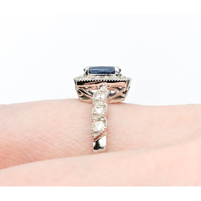 Ring 0.36ctw Round Diamonds 1.56ct Sapphire 14kw sz7 124030214