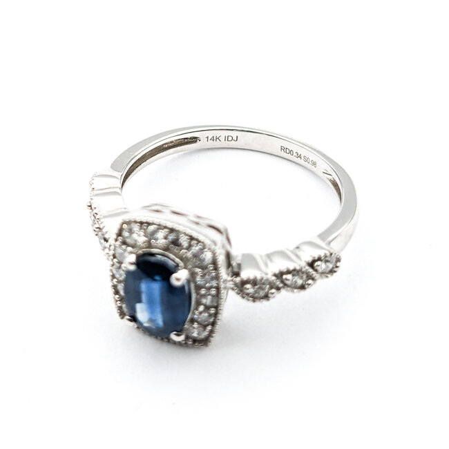 Ring 0.36ctw Round Diamonds 1.56ct Sapphire 14kw sz7 124030214