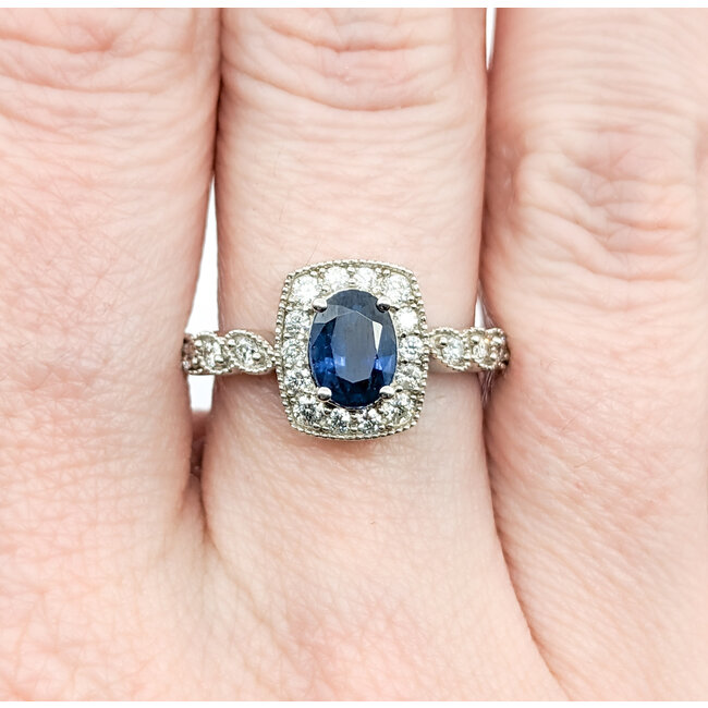 Ring 0.36ctw Round Diamonds 1.56ct Sapphire 14kw sz7 124030214