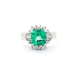  Ring GIA Report Number: 6462574989 0.32ctw Round/Baguette Diamonds 1.36ct Emerald 900pt sz5.75 124030170