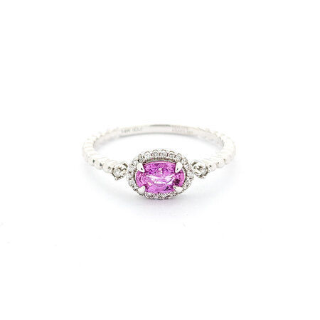 Ring 0.08ctw Round Diamonds 0.26ct Pink Sapphire 14kw sz7 124030205