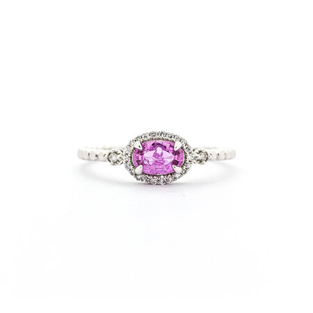 Ring 0.08ctw Round Diamonds 0.26ct Pink Sapphire 14kw sz7 124030205