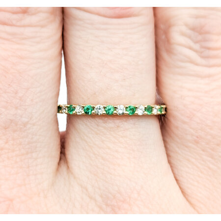 Ring 0.17tw Round Diamonds 0.18ctw Emerald 14ky sz6.25 124030218