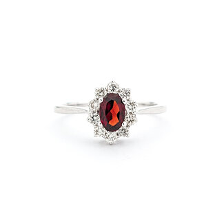 Ring 0.25ctw Round Diamonds 0.58ct Garnet 10kw sz6.25 124030225