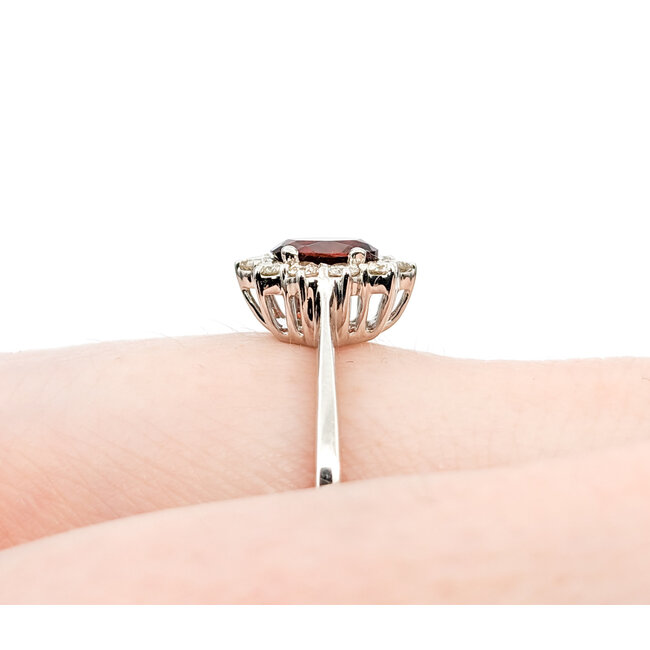 Ring 0.25ctw Round Diamonds 0.58ct Garnet 10kw sz6.25 124030225