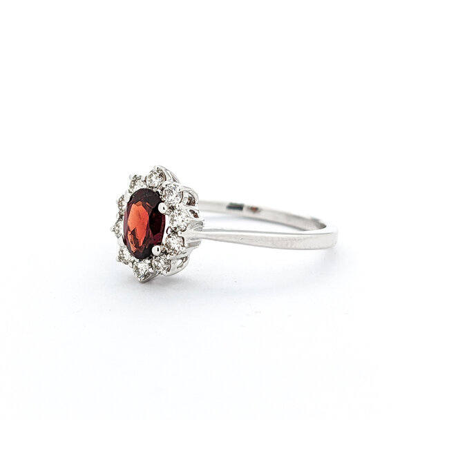 Ring 0.25ctw Round Diamonds 0.58ct Garnet 10kw sz6.25 124030225
