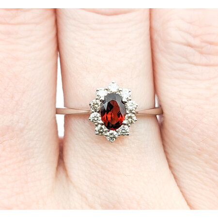 Ring 0.25ctw Round Diamonds 0.58ct Garnet 10kw sz6.25 124030225