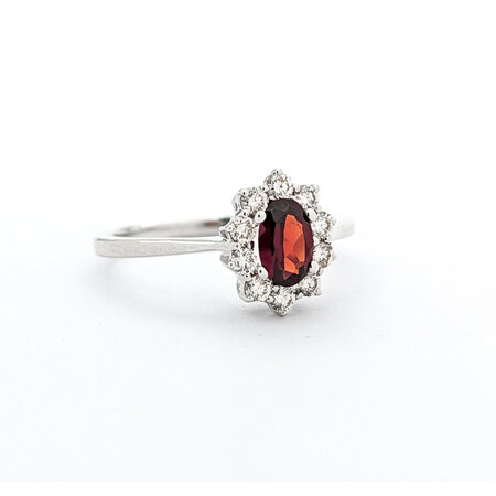 Ring 0.25ctw Round Diamonds 0.58ct Garnet 10kw sz6.25 124030225