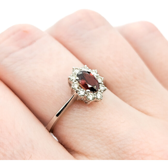 Ring 0.25ctw Round Diamonds 0.58ct Garnet 10kw sz6.25 124030225