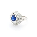  Ring 0.85ctw Round/Baguette Diamonds 1.06ct Sapphire 900pt sz6.5 124030188