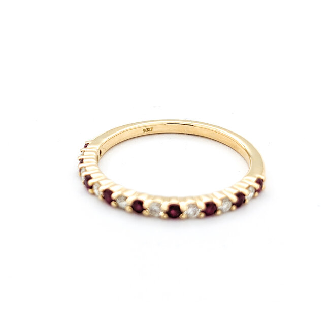 Ring 0.17ctw Round Diamonds .25ctw Ruby 14ky sz6.5 124030220