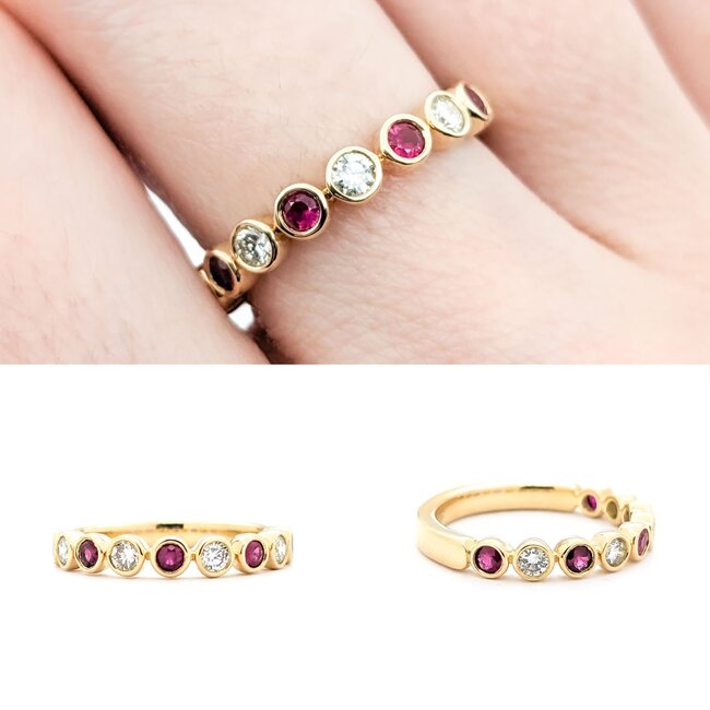 Ring 0.22ctw Round Diamonds 0.36ctw Ruby 14kw sz6.25 124030194