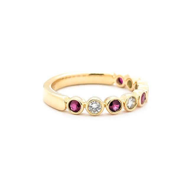 Ring 0.22ctw Round Diamonds 0.36ctw Ruby 14kw sz6.25 124030194