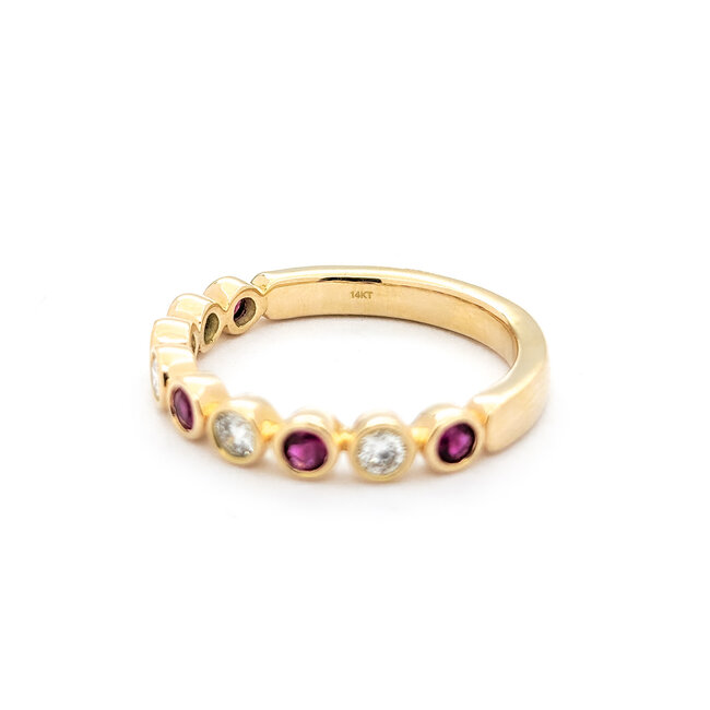 Ring 0.22ctw Round Diamonds 0.36ctw Ruby 14kw sz6.25 124030194