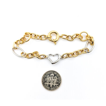 Bracelet Two-Tone Chain & Heart Link 14tt 8" 8mm 124033508