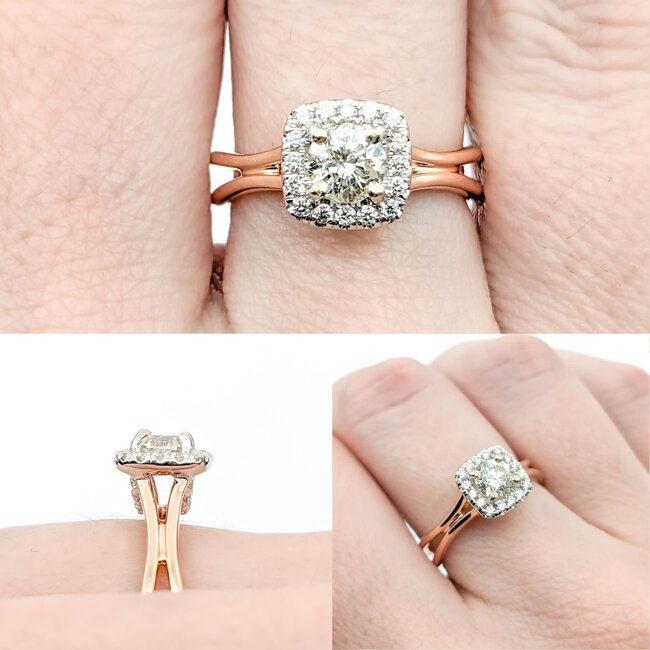 Ring Halo .65ctw Round Diamonds    14kr sz6.25 124030302