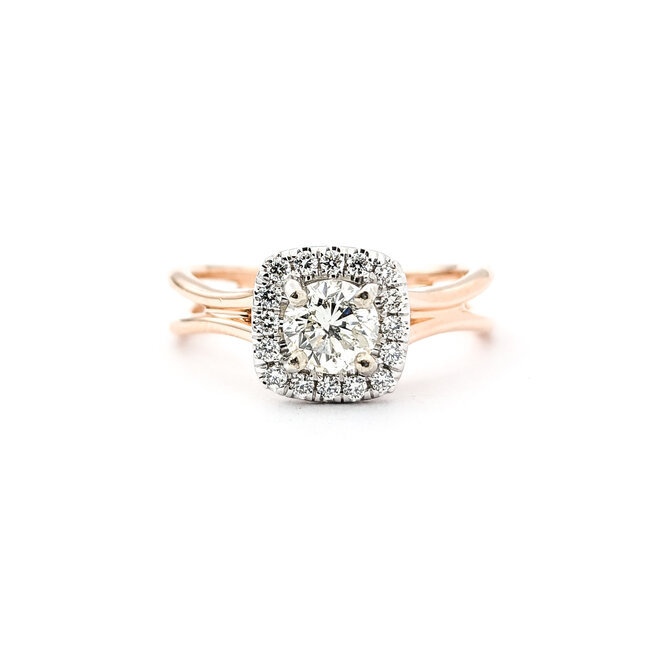 Ring Halo .65ctw Round Diamonds    14kr sz6.25 124030302