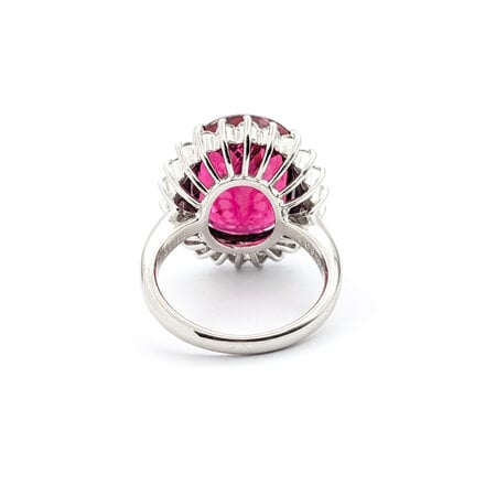 Ring Cocktail Style .88ctw Round Diamonds 11.40ct Rubellite Tourmaline 900pt sz6.5 124020171