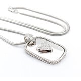  Pendant Cassis Dog Tag Pave Heart W/Snake Chain .33ctw Round Diamonds 36x23mm 18kw 18"" 224031006