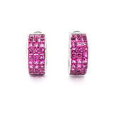  Earrings Half Hoop Omega Back 4.60ctw Square Pink Sapphires Invisible Set 18.5x9mm 18kw 224034153