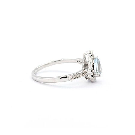 Ring 0.15ctw Round Diamonds 0.58ct Aquamarine 14kw sz6.5 124030176