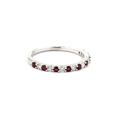 Ring 0.17ctw Round Diamonds 0.18ctw Ruby 14kw sz6.25 124030222