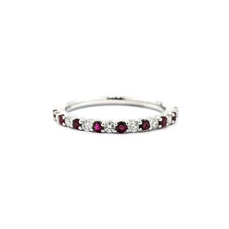 Ring 0.17ctw Round Diamonds 0.18ctw Ruby 14kw sz6.25 124030222