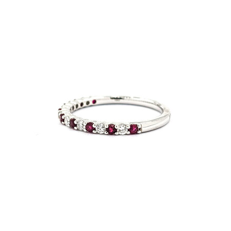 Ring 0.17ctw Round Diamonds 0.18ctw Ruby 14kw sz6.25 124030222