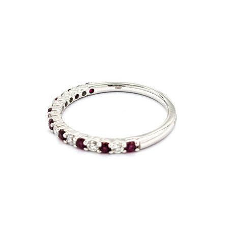 Ring 0.17ctw Round Diamonds 0.18ctw Ruby 14kw sz6.25 124030222