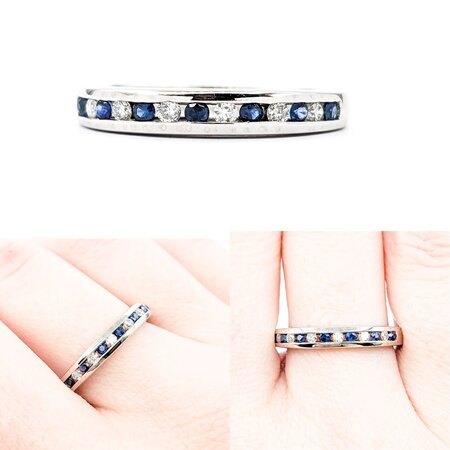 Ring 0.15ctw Round Diamonds .17ctw Sapphire 14kw sz8 124030206